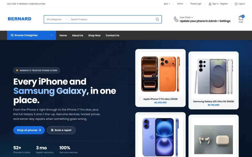 Bernard Communications phone and gadget e-commerce store